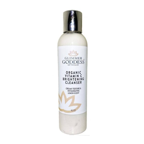 GLIMMER GODDESS Organic Vitamin C Facial Cleanser with Aloe & Jojoba – Hydrating & Refreshing, 8 oz