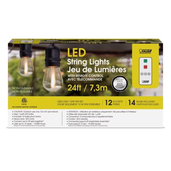 Feit Electric LED String Lights Amber 24 ft. 12 Lights - Image 5