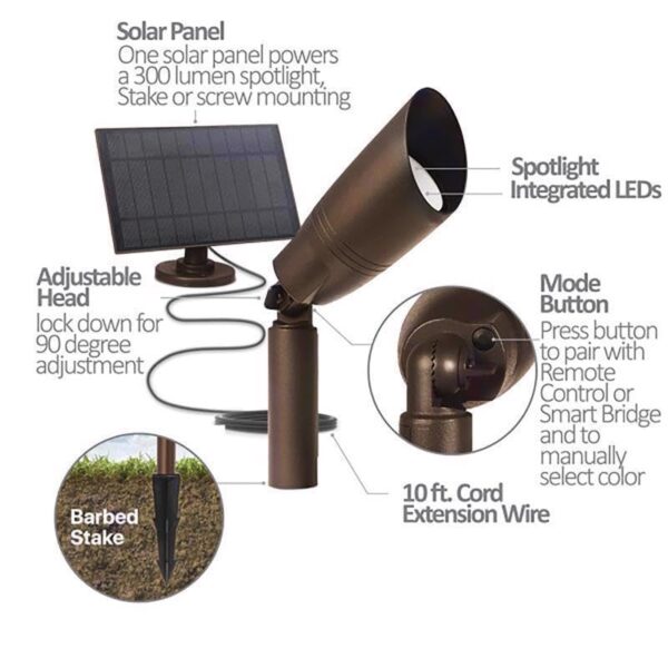 Feit Electric OneSync Solar Powered 0 W LED Spot Light Kit 1 pk - Image 6