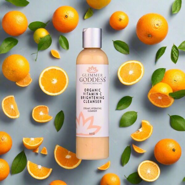 GLIMMER GODDESS Organic Vitamin C Facial Cleanser with Aloe & Jojoba – Hydrating & Refreshing, 8 oz - Image 2