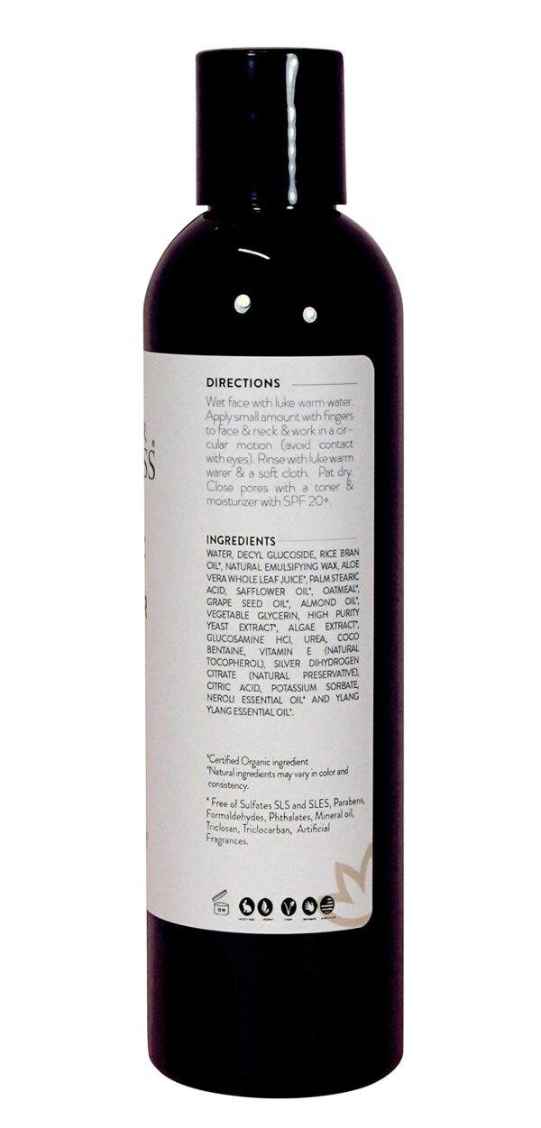 GLIMMER GODDESS Organic Gentle Cleanser For Sensitive Skin with Sweet Almond Oil, 8 oz - Image 2