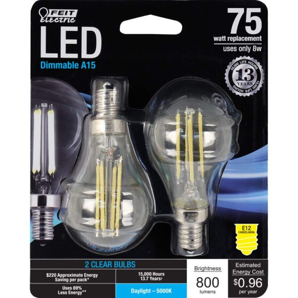 Feit Electric BPA1575C/850/FIL/2 75W EQ DM LED Light Bulbs, 2 Bulbs - Image 4
