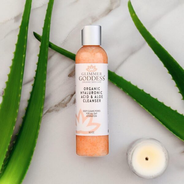 GLIMMER GODDESS Organic Exfoliating Anti-Aging Face Cleanser - Micro Jojoba Pearls, 8 oz - Image 2