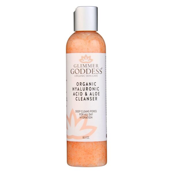 GLIMMER GODDESS Organic Exfoliating Anti-Aging Face Cleanser - Micro Jojoba Pearls, 8 oz