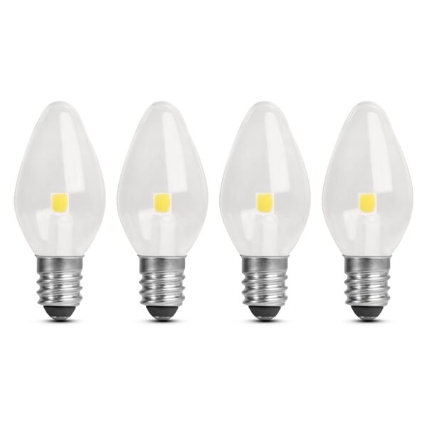 Feit Electric BP7C7/850/LED/4 0.6W 7W Equivalent 30 Lumen Candelabra Base LED C7 Night Light Bulb, 2.1" H x 0.9" D, 5000K (Daylight), 4 Piece