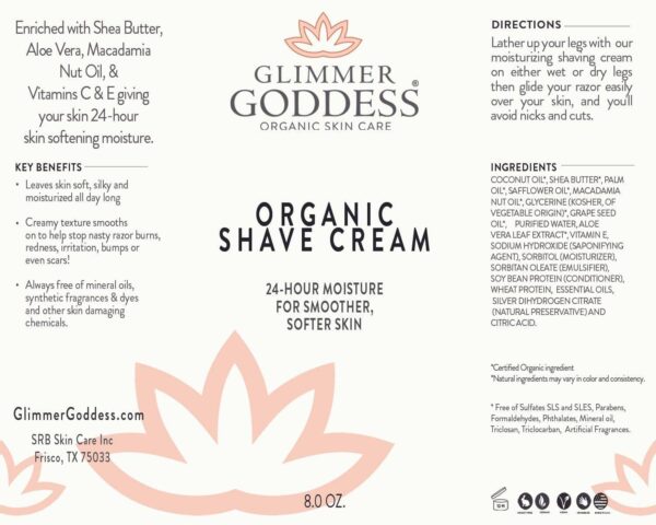 Glimmer Goddess Organic Shave Cream with Aloe, Coconut Oil & Shea Butter - Lavender Lemon, 8 oz - Image 4