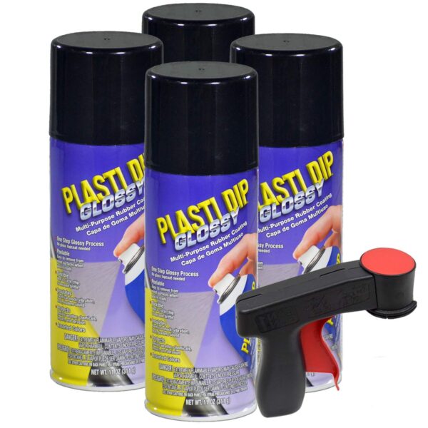Plasti Dip Glossy Black Rim Kit, 11 oz Aerosol Pack of 4 cans bonus Cangun Tool