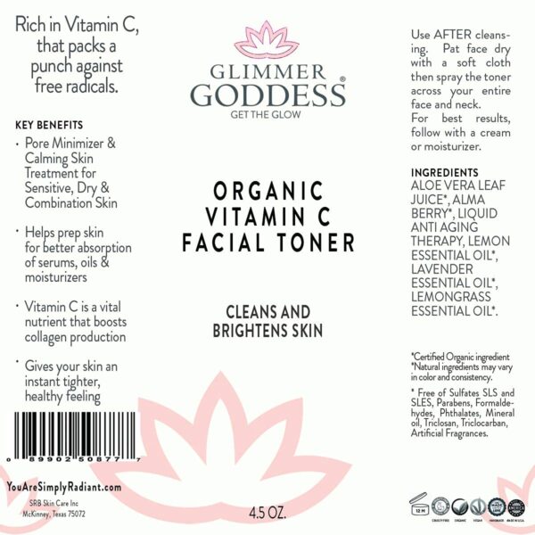 Organic Alcohol-Free Vitamin C Facial Toner Natural Astringent Face Toner With 28 Vitamins - Image 2