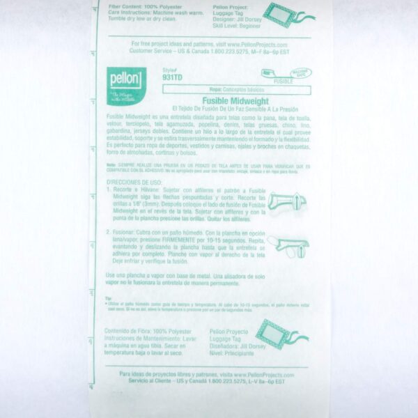 Pellon 931TD Fusible Midweight Interfacing 20in x 25 Yard Bolt - Image 3