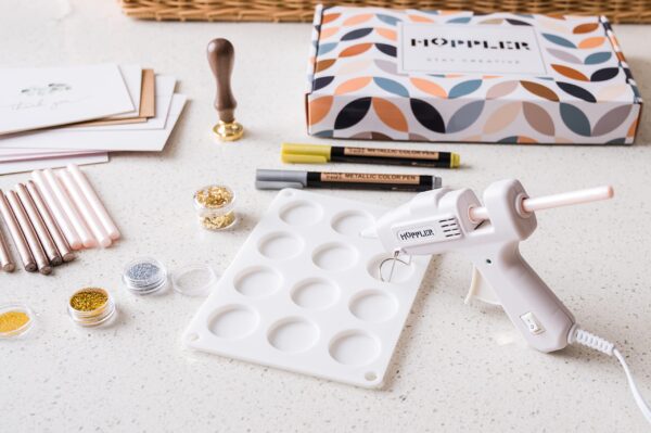 Hoppler Premium Wax Seal Kit with Seal Gun, Wax Sticks, a Flower Stamp, 12 Cavity Silicone Mold, and Extra Additions to Make Seals Stand Out and Make Invitations in Bulk. (Light Pink) - Image 2