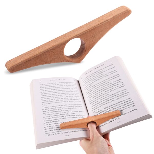 HOPPLER Dual Function Wooden Book Page Holder - Handmade from African Mahogany They are Novel Wooden Book Accessories and Gifts for Book Lovers