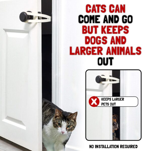 FlexLatch Cat Door Holder Latch - Cat Door Alternative Installs Fast Flex Latch Strap Let's Cats in and Keeps Dogs Out of Litter & Food. Safe Baby Proof One Piece Extra Easy, XL Gray - Image 2