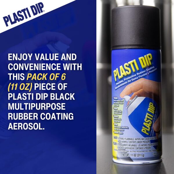 Performix 11203-6PK Plasti Dip Black Multi-Purpose Rubber Coating Aerosol - 11 oz., (Pack of 6) - Image 3