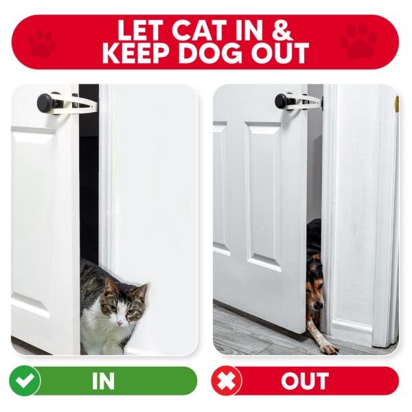 FlexLatch Cat Door Holder Latch - Extra Large Cat Door Alternative Installs Fast Flex Latch Strap Let's Cats in and Keeps Dogs Out of Litter & Food. Safe Baby Proof One Piece No Measuring Extra Easy - Image 3