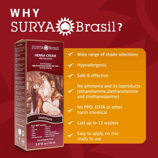 Surya Brasil Products Henna Cream, Chocolate, 2.37 Fluid Ounce - Image 6