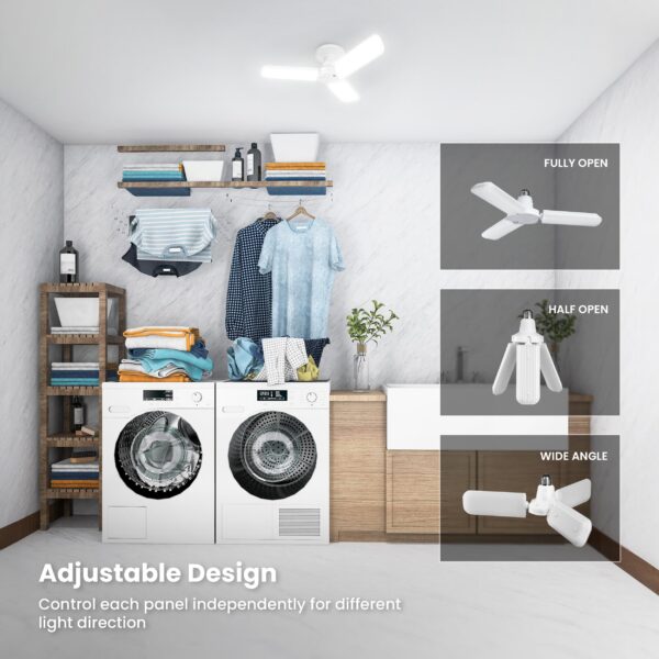 Feit Electric LED Garage Light Bulb, 300W Equivalent, 4000 Lumens, 3CCT, Adjustable Panel, Multi-Directional Garage Light Panels, E26 Base, 25,000-Hour Lifetime, ADJ4000/3CCT/LED - Image 7
