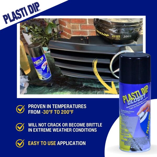 Plasti Dip Glossy Black Spray (11 oz) for Automotive Enthusiasts – Flexible Glossy Black Rubber Coating for Wheels, Graphics & DIY Projects – Plastidip Spray for Easy Peelable Protection – (1 pack) - Image 6