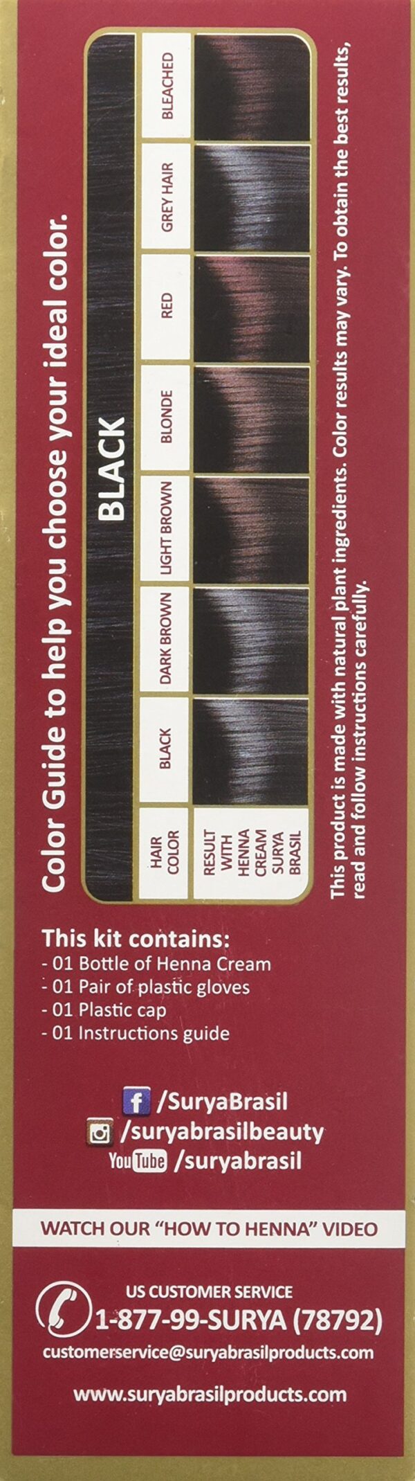Surya Brasil - Henna Cream for Gray Coverage, Semi Permanent Natural Henna Deep Conditioning Hair Color Treatment, Black, 2.37 oz / 70 ml - Image 3