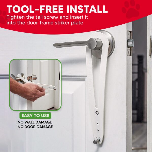 FlexLatch Cat Door Holder Latch - Bright White Cat Door Alternative Installs Fast Flex Latch Strap Let's Cats in and Keeps Dogs Out of Litter & Food. Safe Baby Proof One Piece No Measuring Extra Easy - Image 6