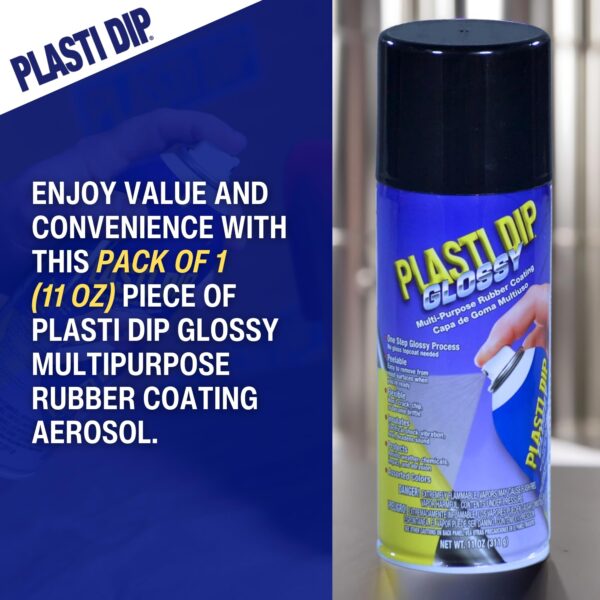 Plasti Dip Glossy Black Spray (11 oz) for Automotive Enthusiasts – Flexible Glossy Black Rubber Coating for Wheels, Graphics & DIY Projects – Plastidip Spray for Easy Peelable Protection – (1 pack) - Image 3