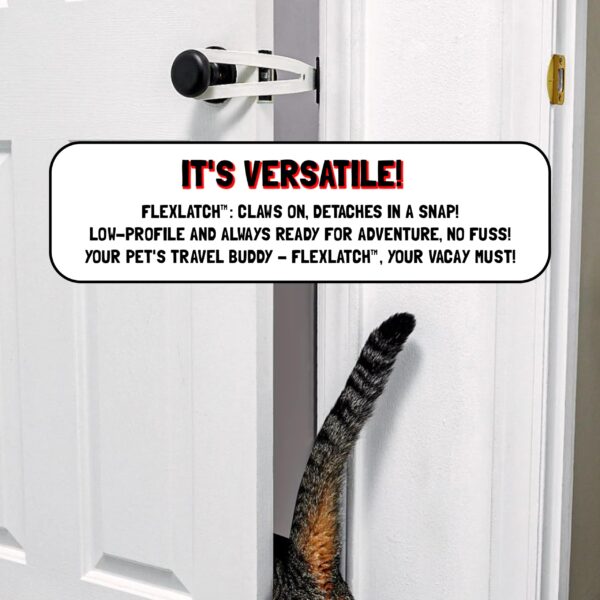 FlexLatch Cat Door Holder Latch - Black Cat Door Alternative Installs Fast Flex Latch Strap Let's Cats in and Keeps Dogs Out of Litter & Food. Safe Baby Proof One Piece No Measuring Extra Easy - Image 3