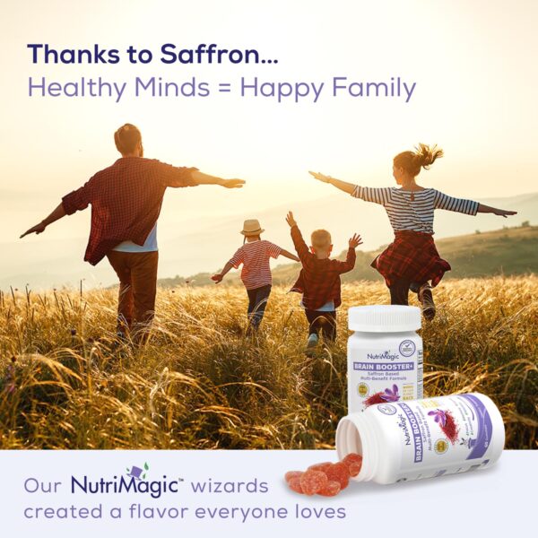 NutriMagic Brain Booster+ 30mg Pure Saffron Extract Gummies & Multivitamin D3, B6, B12, Zinc, Supports Kids Focus, Memory, Attention, Mood Balance & Brain Health, 60x Non-GMO Dietary Supplement Gummy - Image 2