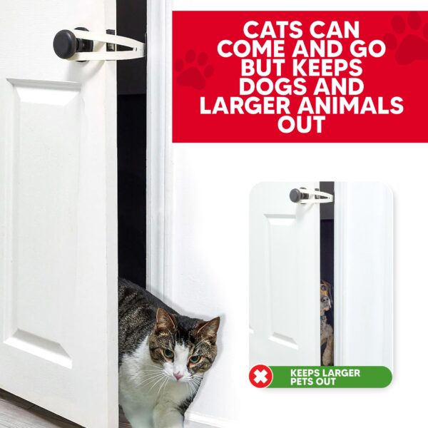FlexLatch Cat Door Holder Latch - Extra Large Cat Door Alternative Installs Fast Flex Latch Strap Let's Cats in and Keeps Dogs Out of Litter & Food. Safe Baby Proof One Piece No Measuring Extra Easy - Image 5