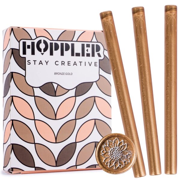 Hoppler 20 Bronze Gold 7mm Sealing Wax Sticks for Crafts, Envelopes, and Gifts