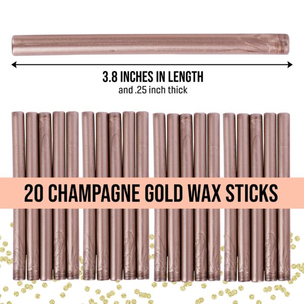 Hoppler Premium Wax Seal Kit with Seal Gun, Wax Sticks, a Flower Stamp, 12 Cavity Silicone Mold, and Extra Additions to Make Seals Stand Out and Make Invitations in Bulk. (Champane Gold) - Image 7