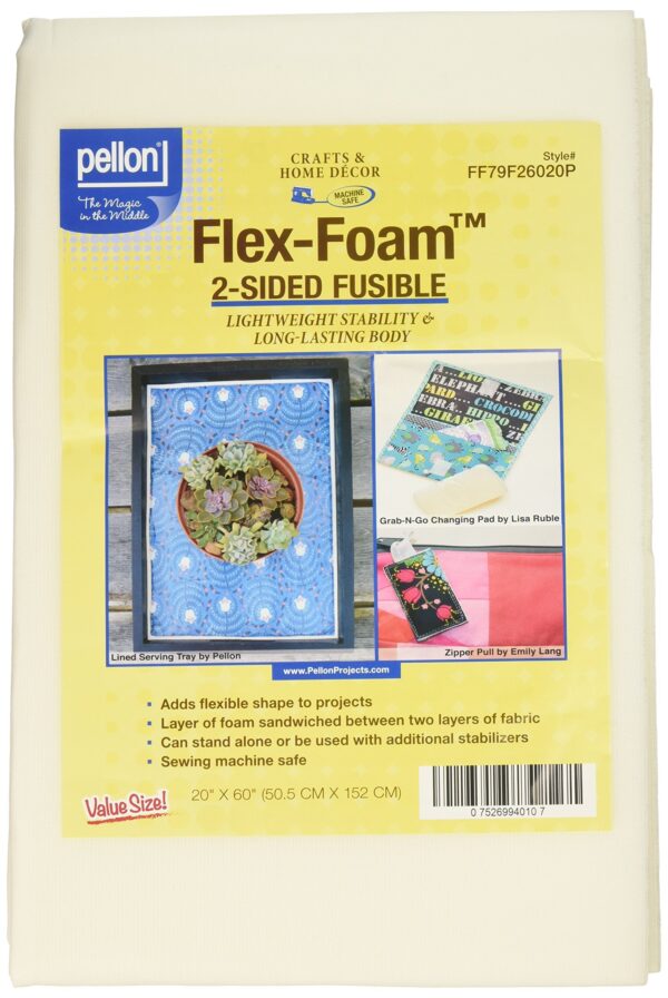 Pellon FF79F26020P Flex-Foam 2-Sided Fusible Stabilizer, 20" x 60"
