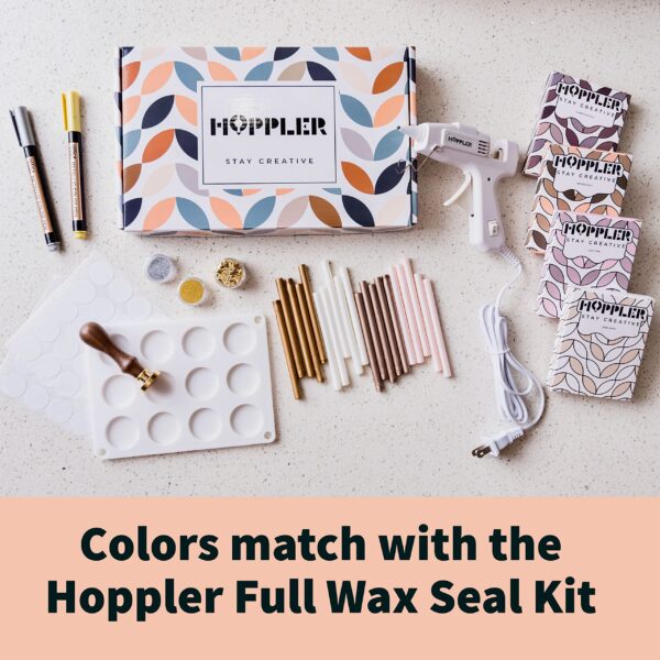 Hoppler Premium Wax Seal Kit with Seal Gun, Wax Sticks, a Flower Stamp, 12 Cavity Silicone Mold, and Extra Additions to Make Seals Stand Out and Make Invitations in Bulk. (Light Pink) - Image 5